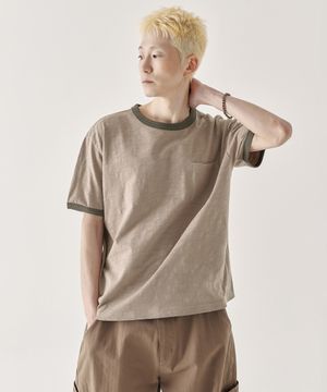 [크롭] 링거 크롭 반팔 티셔츠_베이지