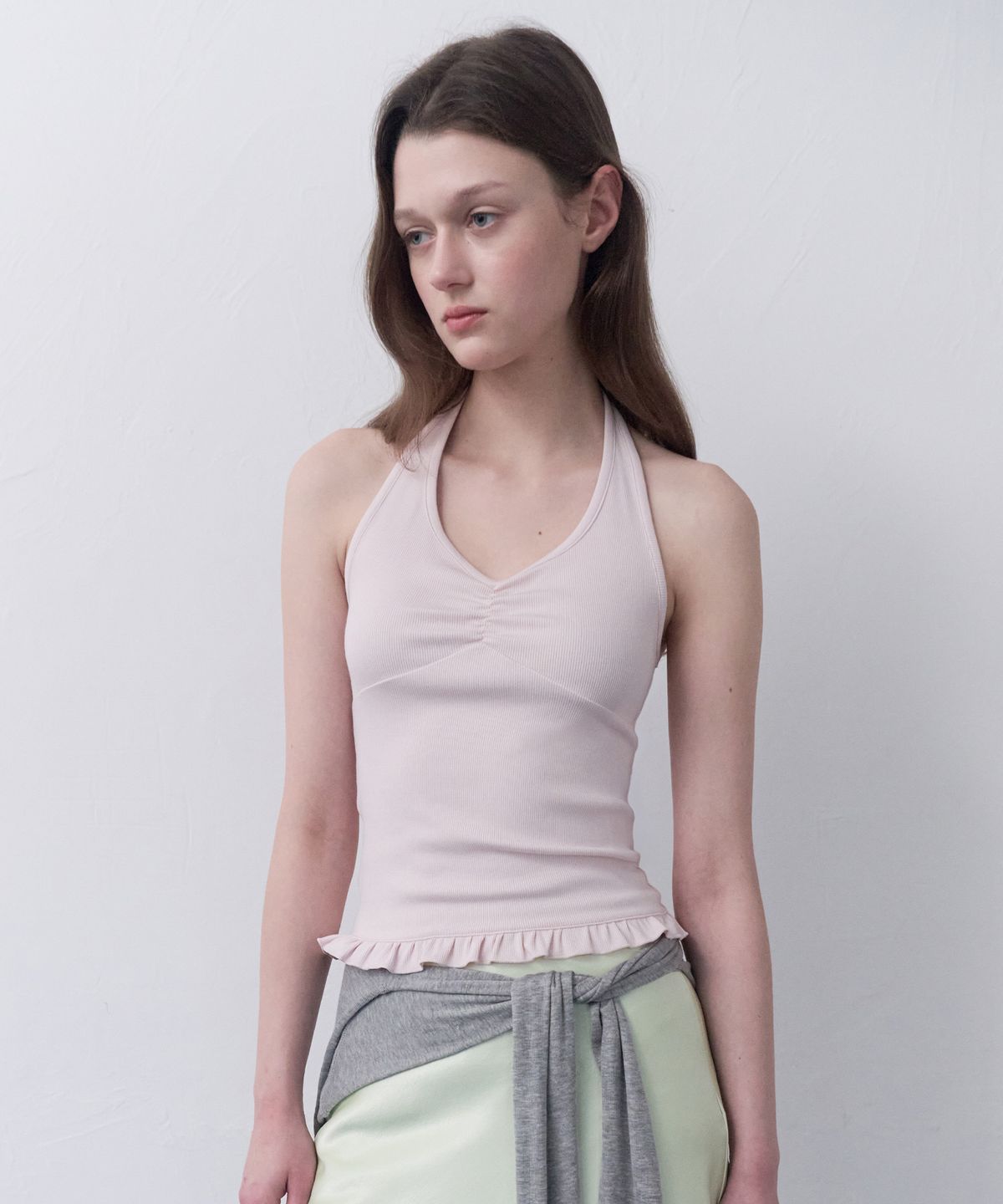 로라로라(ROLAROLA) HALTER FRILL TOP PINK