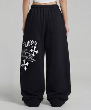 크로스오버 와이드 스트링 트레이닝팬츠 블랙