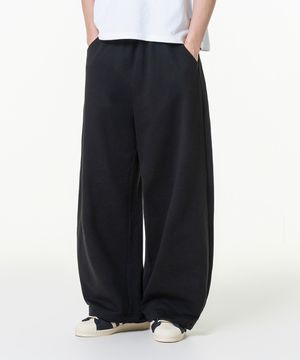 무지 사이드턱 와이드 트레이닝팬츠 블랙