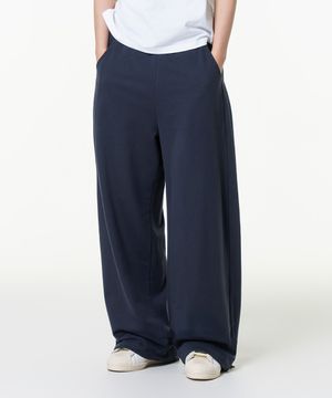 무지 사이드턱 와이드 트레이닝팬츠 네이비