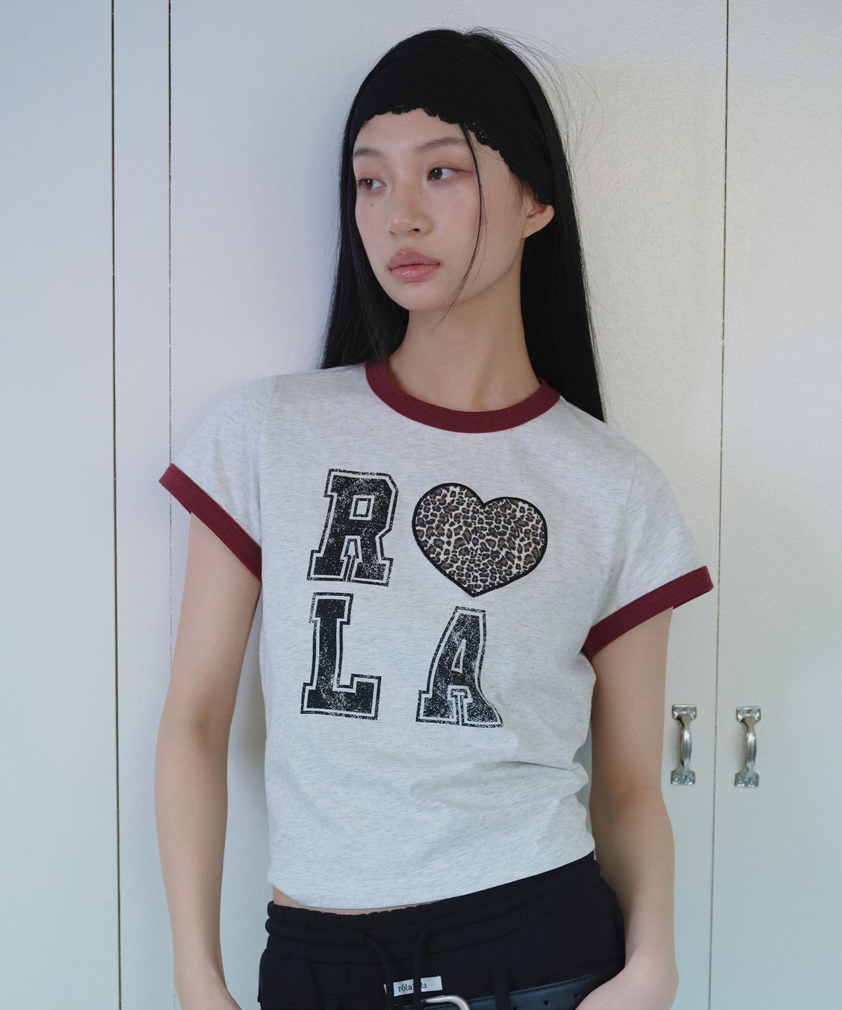 로라로라(ROLAROLA) I LOVE ROLA PATCHWORK RINGER T-SHIRT M/GRAY