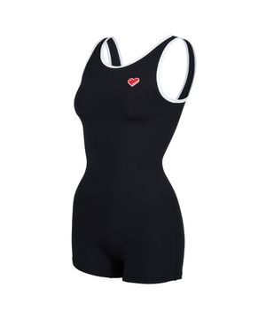 여성 심플배색 U백 2부 반신수영복 블랙 RN-LS2G261-BK