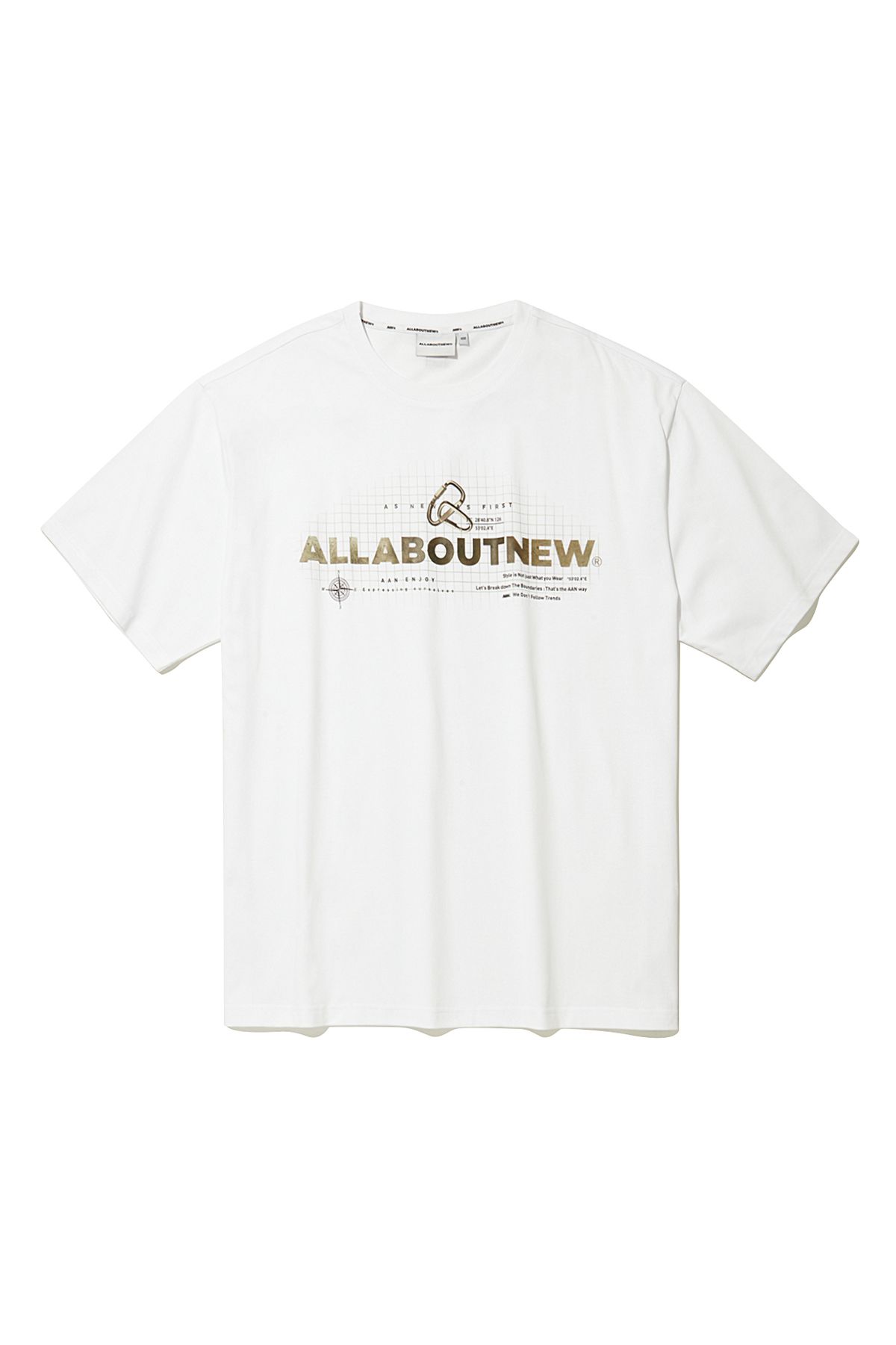 올어바웃뉴(ALL ABOUT NEW) 모티브 믹스 반팔 티셔츠 화이트 ANA2TR05AWH