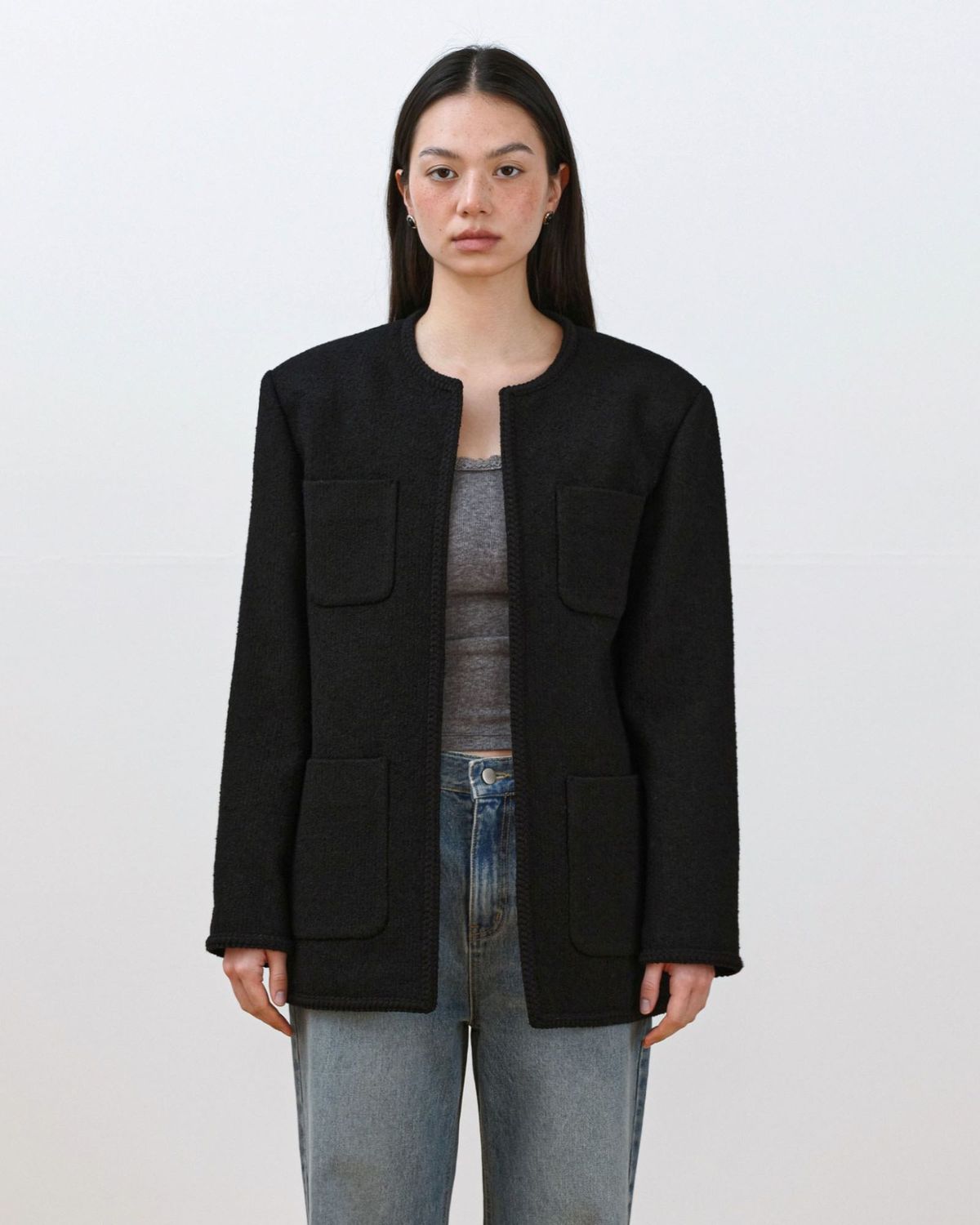 무아르무스(MUARMUS) Blair Tweed Jacket [Black]