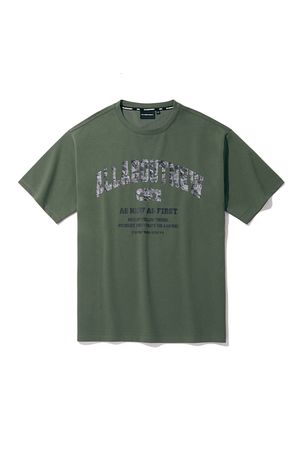 패턴 믹스 레터링 반팔 티셔츠 L카키 ANA2TM33ALK
