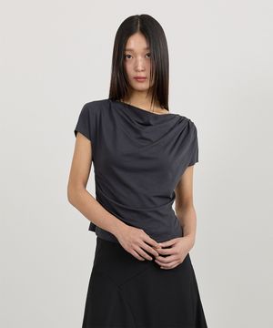 여성 드레이프 스트랩 반팔티 CH