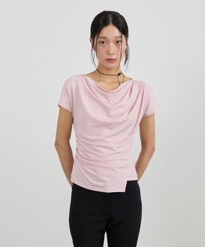 여성 드레이프 스트랩 반팔티 LPK