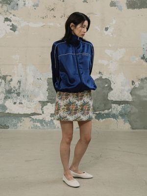 플라워 자카드 미니스커트