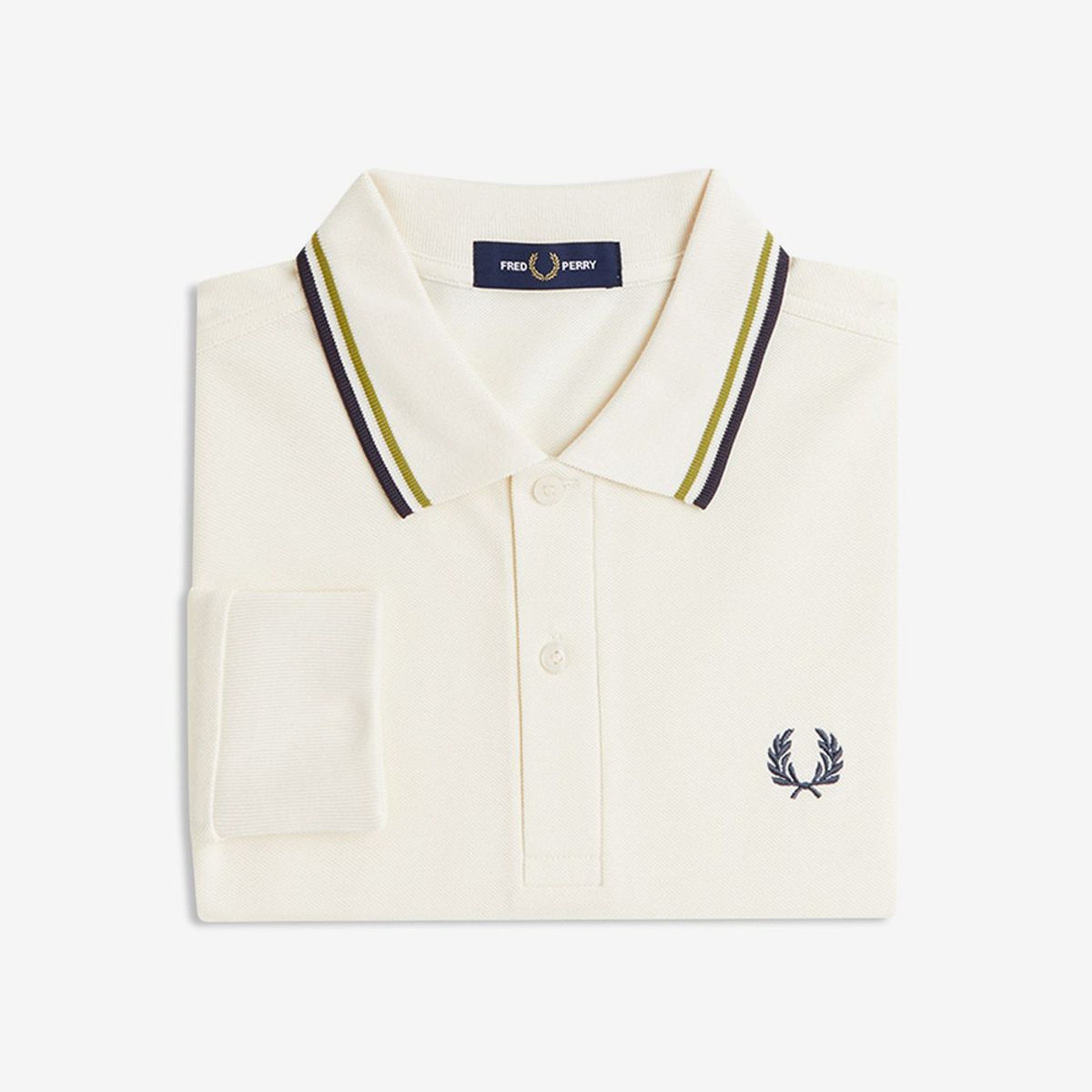 프레드페리(FRED PERRY) [M3636] 롱 슬리브 트윈 팁 프레드페리 셔츠 - 에크루/테니스볼 옐로우/앵커그레이 AFPM2533636-46A