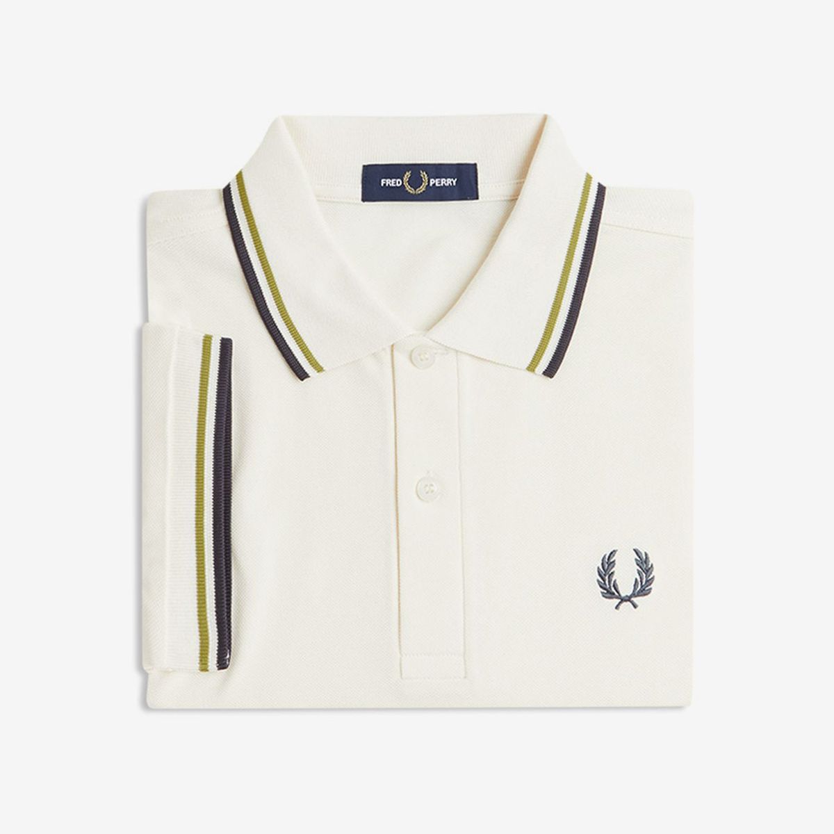 프레드페리(FRED PERRY) [M3600] 트윈 팁 프레드페리 셔츠 - 에크루/테니스볼 옐로우/앵커그레이 AFPM2533600-46A