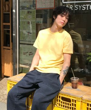 90s 빈티지핏 워시드 티셔츠 [옐로우]