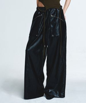 POCKET POINT FAUX LEATHER PANTS IN BLACK