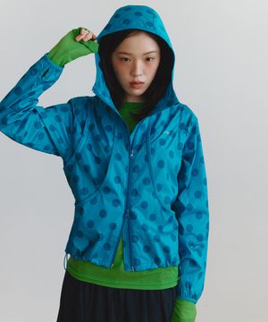 투웨이 도트 후디드 윈드 브레이커 (틸그린)