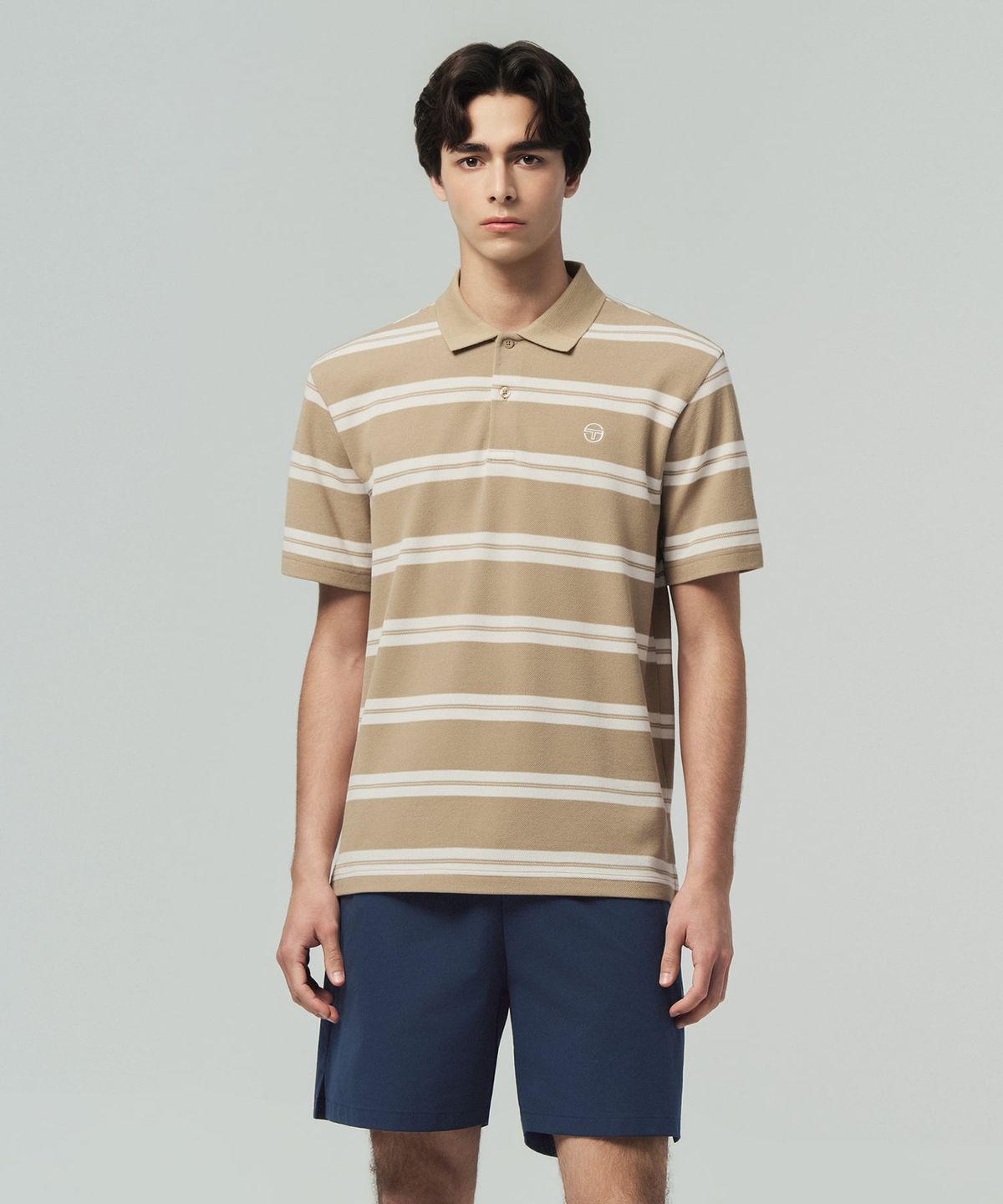 세르지오 타키니(SERGIO TACCHINI) M 스트라이프 반팔 폴로 (D.Beige)
