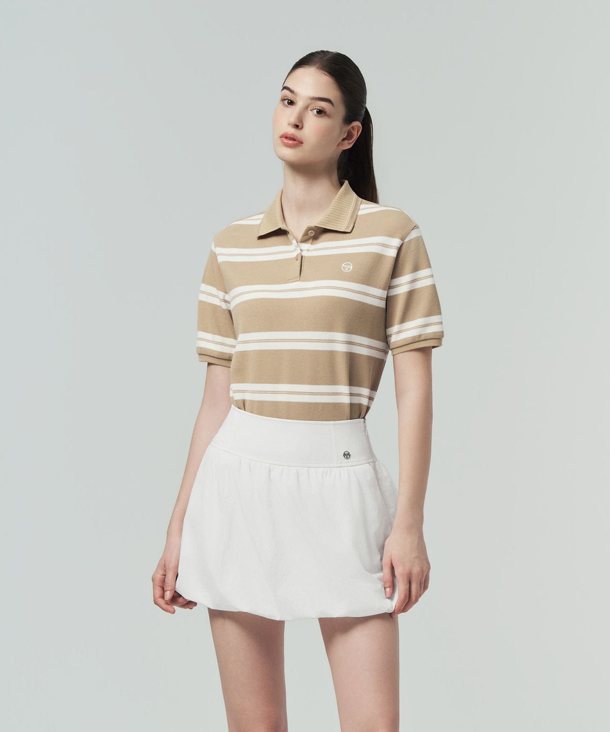 세르지오 타키니(SERGIO TACCHINI) W 스트라이프 반팔 폴로 (D.Beige)