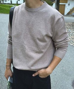 모노 비스코스 라운드 니트 [M-6XL]