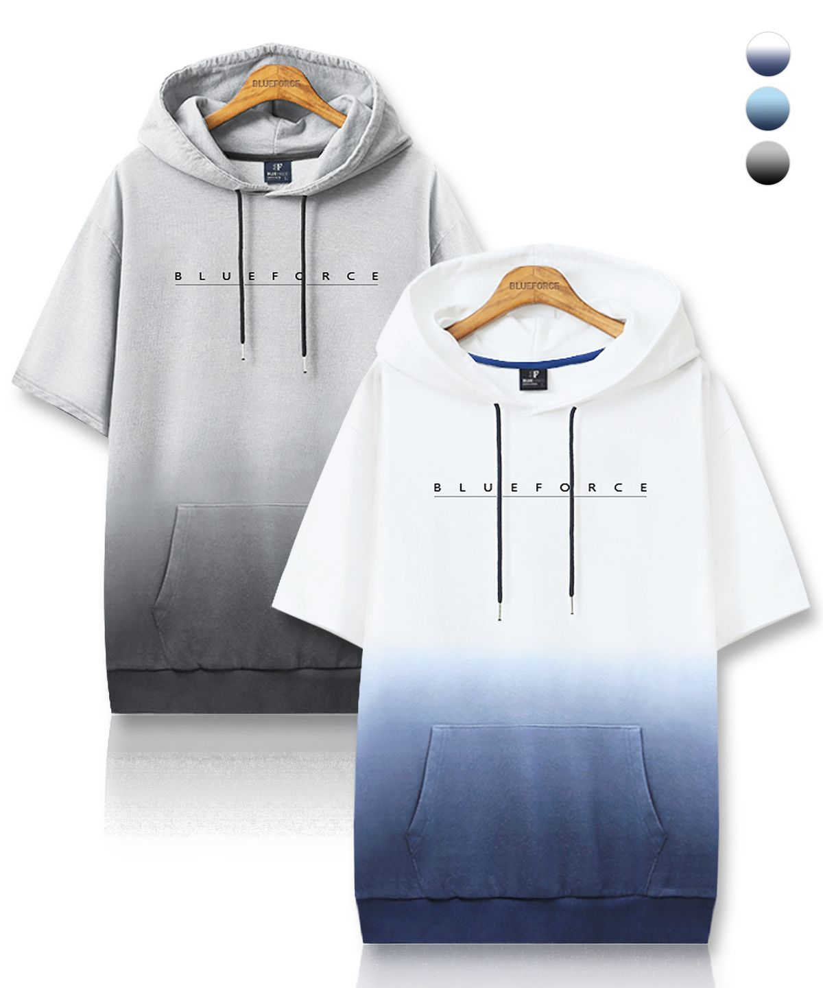 블루포스(BLUEFORCE) [2PACK] 클렐시 오버핏 반팔 후드티
