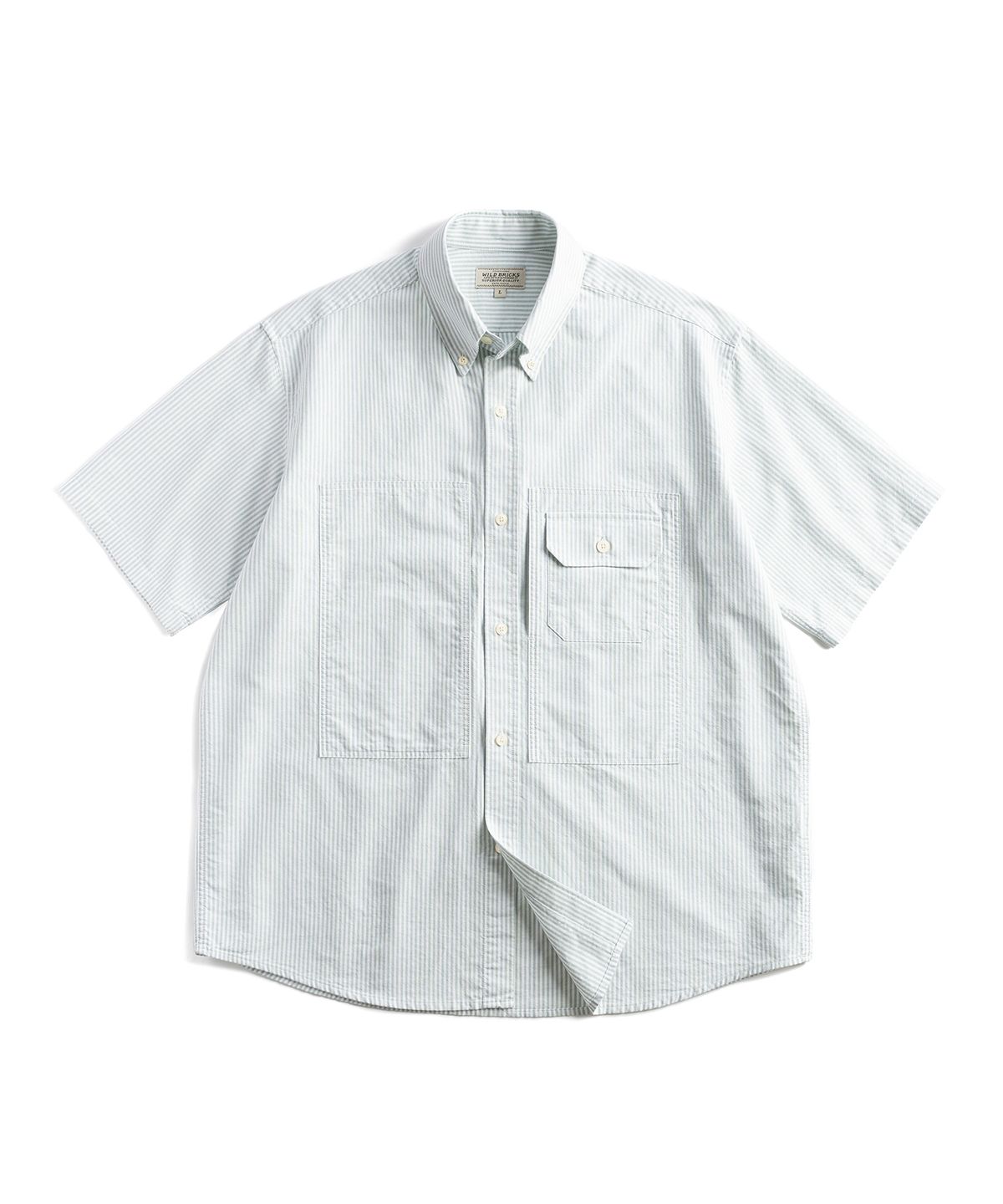 와일드 브릭스(WILD BRICKS) W25 ARMY OCBD SHIRT (green stripe)
