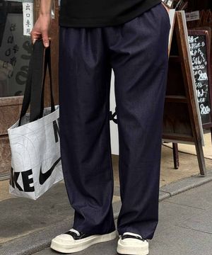 모노진 편안한 빅 와이드 밴딩 데님 팬츠 [32-46]