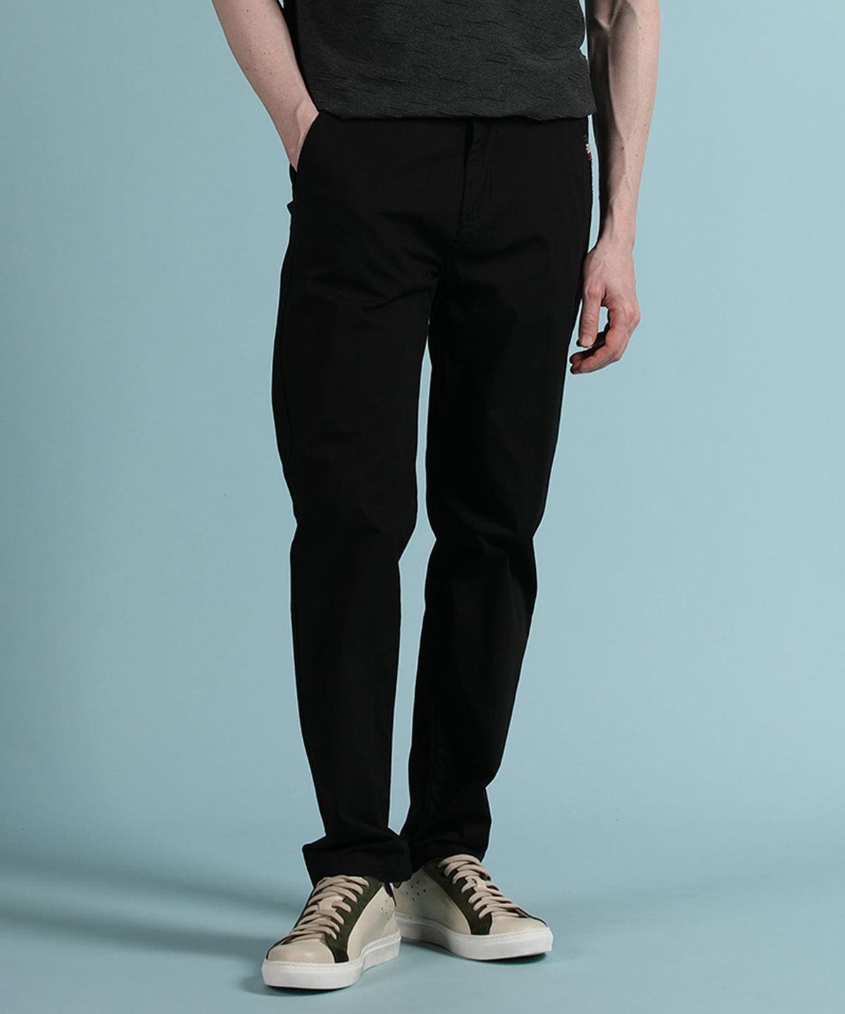 빠니깔레(PANICALE) 블랙 드로우스트링 코튼 팬츠