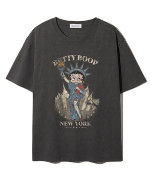 베티붑 인 뉴욕 오버핏 반팔 티셔츠_차콜