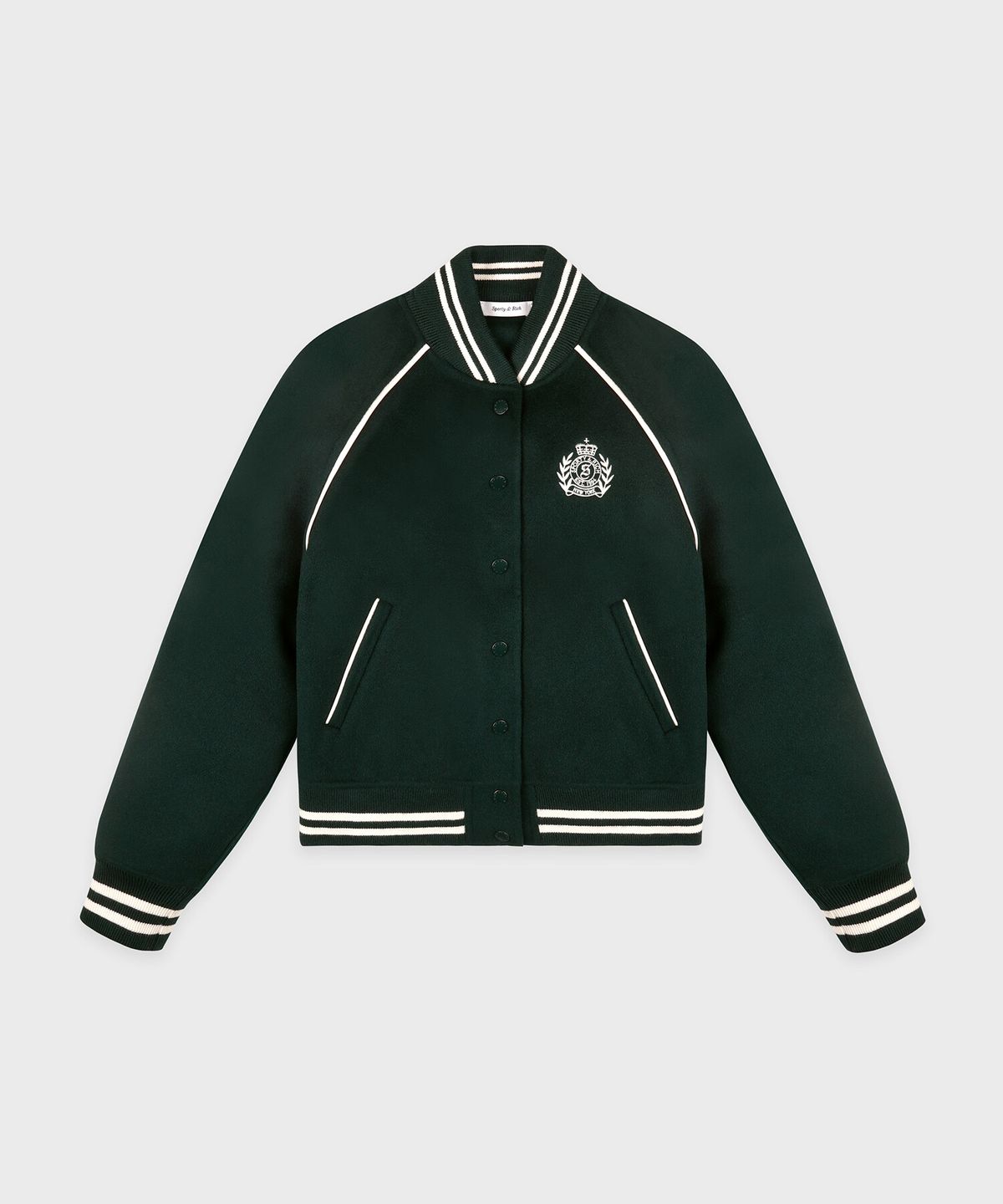 스포티앤리치(SPORTY&RICH) H&W 크레스트 더블 페이스 바시티 자켓 R255AWJ008