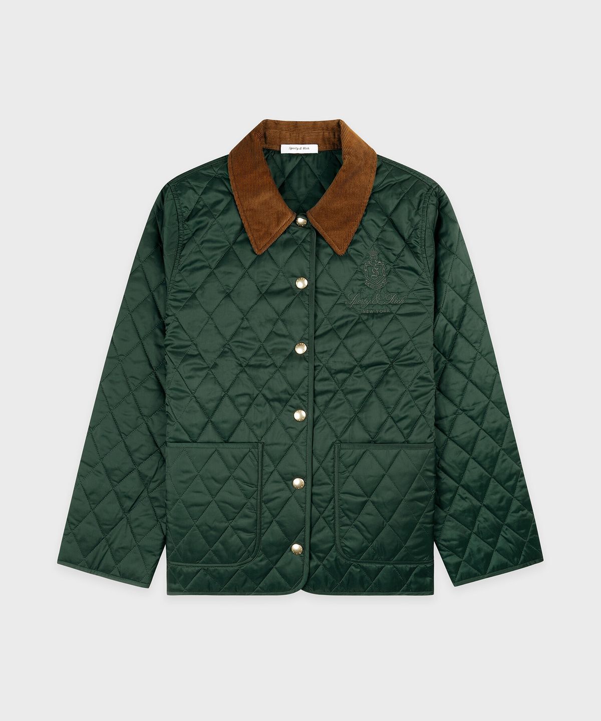스포티앤리치(SPORTY&RICH) 벤돔 나일론 퀄티드 자켓 그린 R255AWJ001