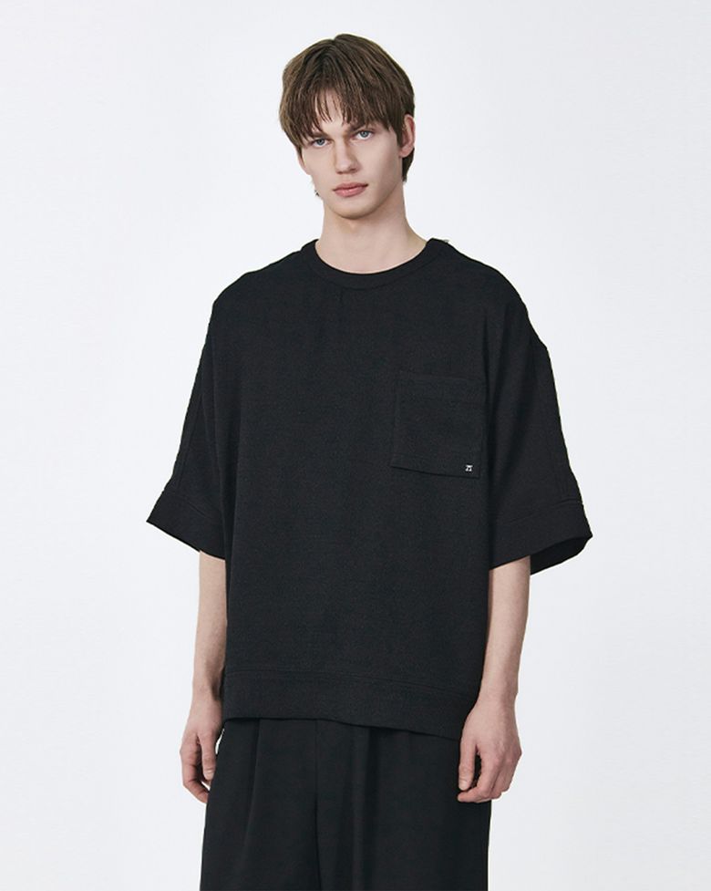 트위드 돌먼 티셔츠 블랙 ZI3TS302BK