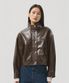 Enzo Faux Leather Wind Jacket_BROWN