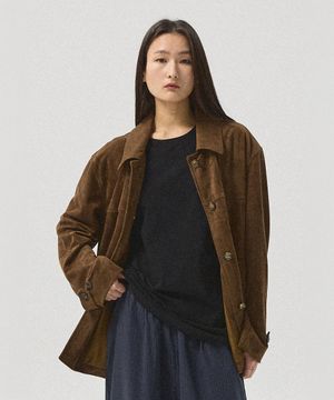 Hugo Suede Half Hunting Jacket_BROWN