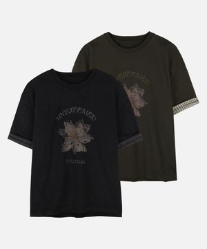 [2PACK] 드라이 플라워 크롭 롤업 티셔츠 [2Color]