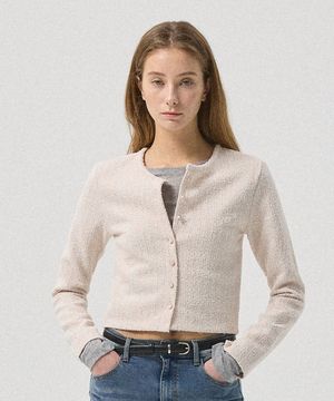 Levia Tweed Jacket Cropped Cardigan_PINK