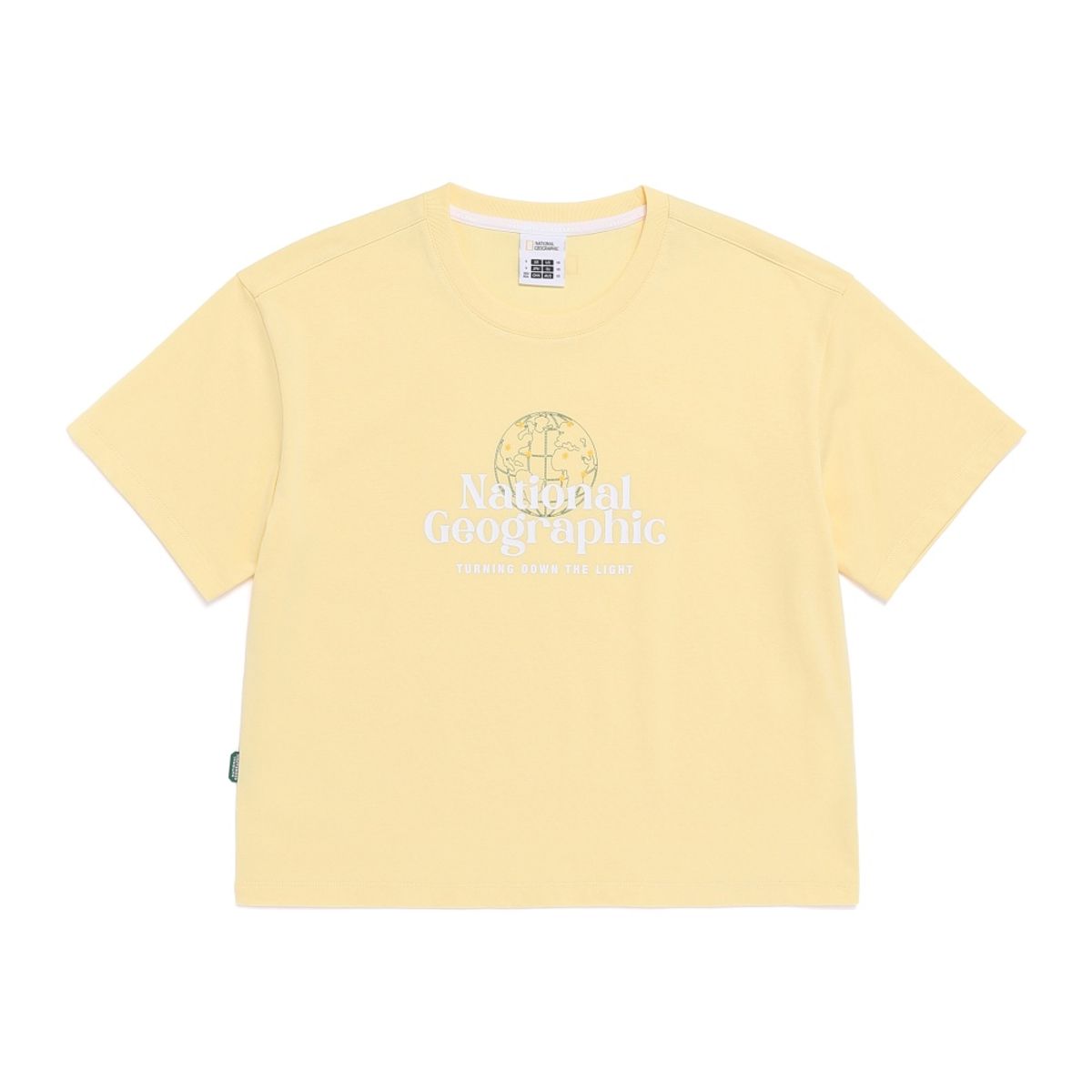 내셔널지오그래픽(NATIONALGEOGRAPHIC) N262WTS971 여성 캐스터 로고 세미크롭 반팔 티셔츠 PALE YELLOW