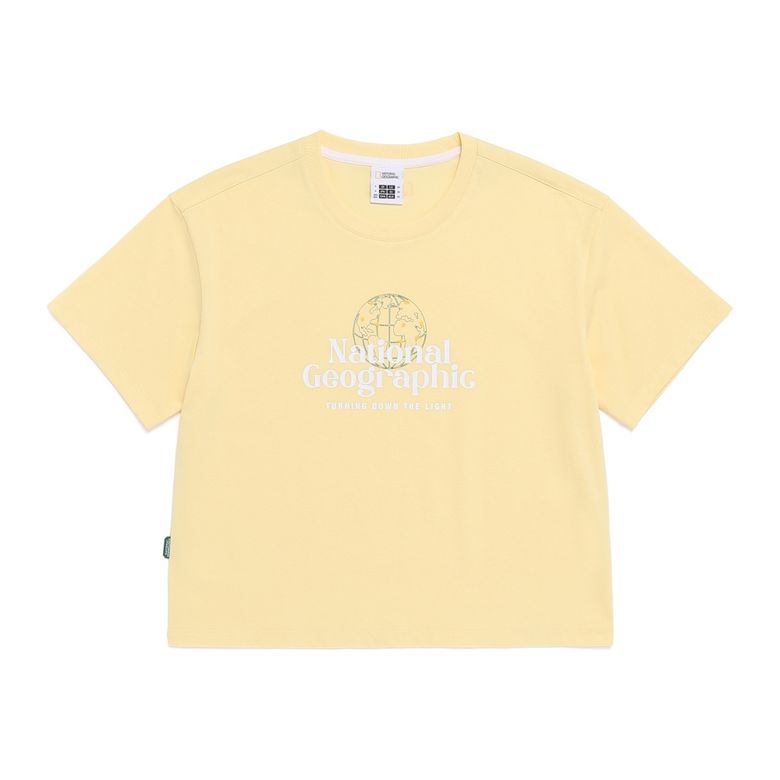 N262WTS971 여성 캐스터 로고 세미크롭 반팔 티셔츠 PALE YELLOW