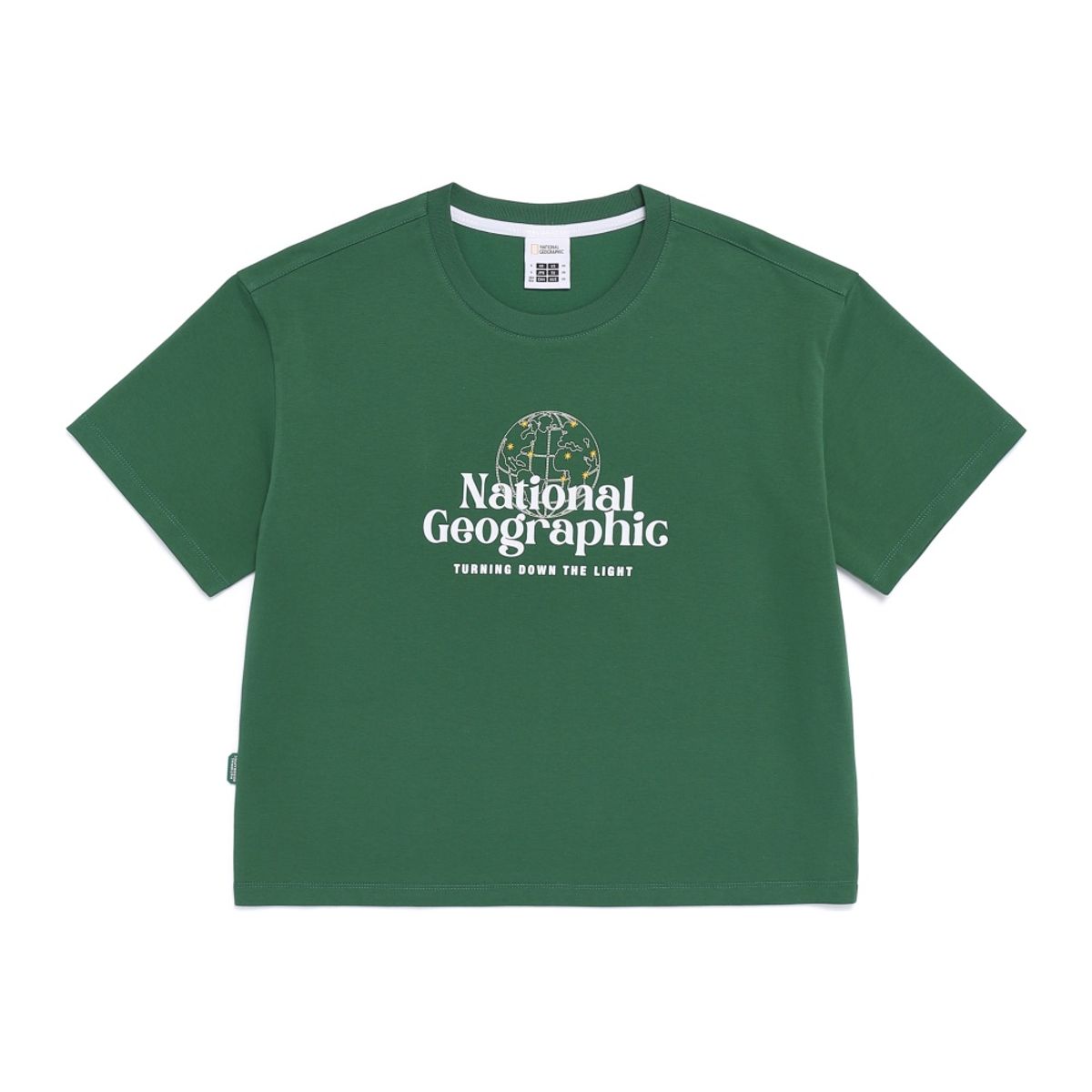 내셔널지오그래픽(NATIONALGEOGRAPHIC) N262WTS971 여성 캐스터 로고 세미크롭 반팔 티셔츠 GREEN HILLS