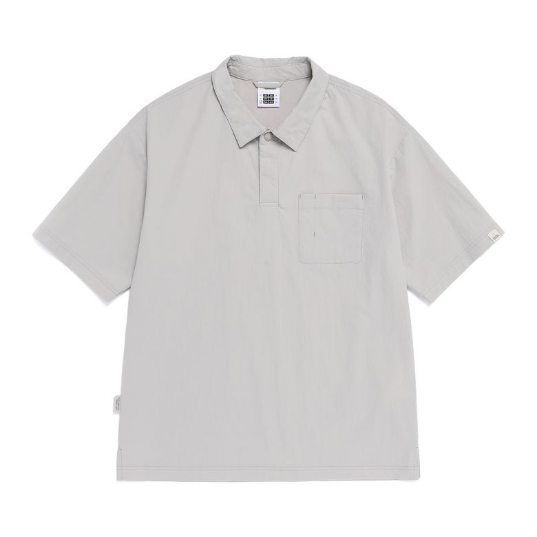 N262UPL142 프리즈 스트레치 반팔 카라 티셔츠 L/GREY