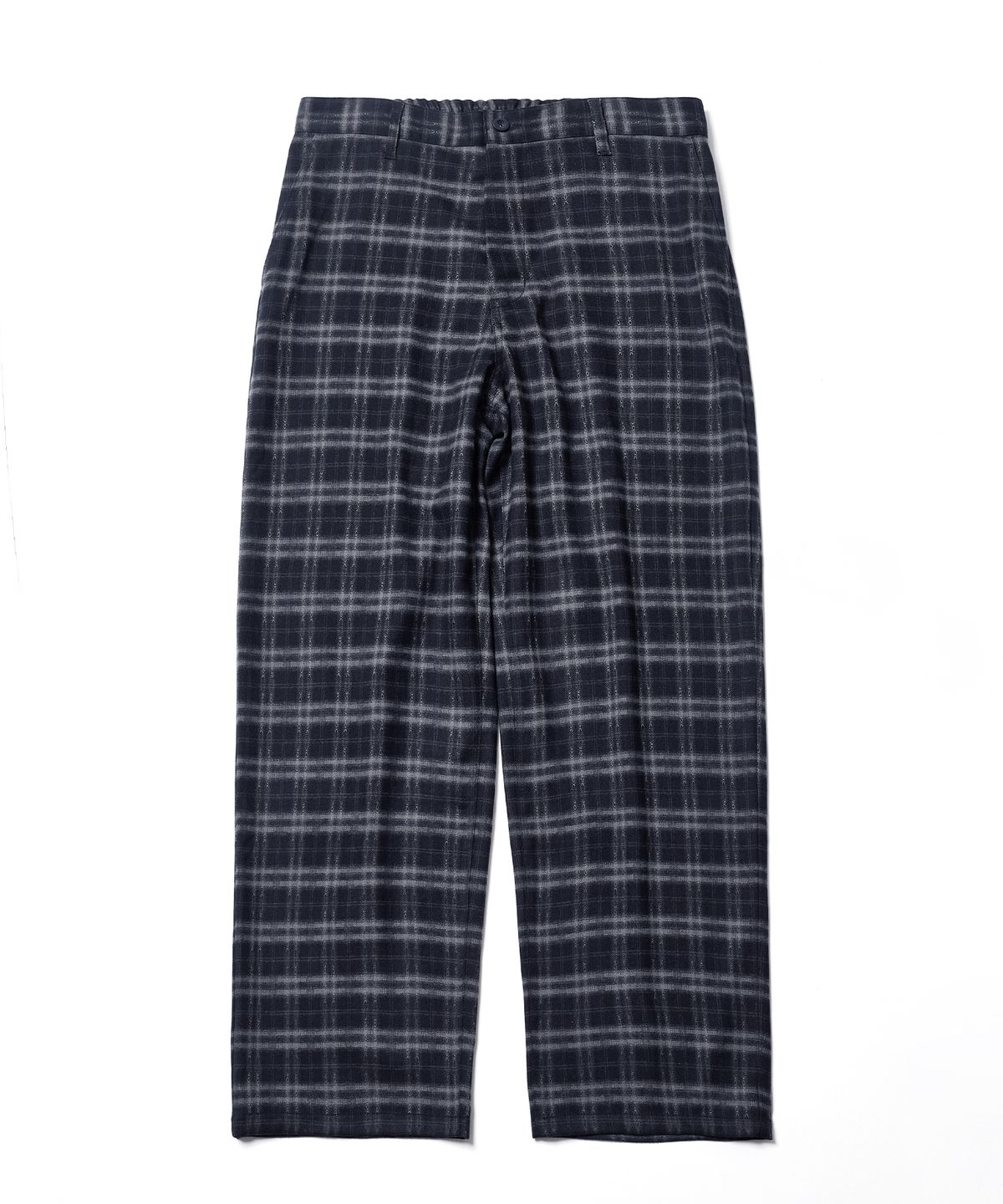 에스파이(ESFAI) DRAPED PLAID WIDE PANTS (DARK NAVY)