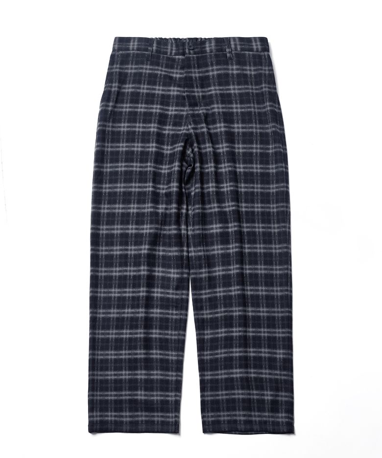 DRAPED PLAID WIDE PANTS (DARK NAVY)