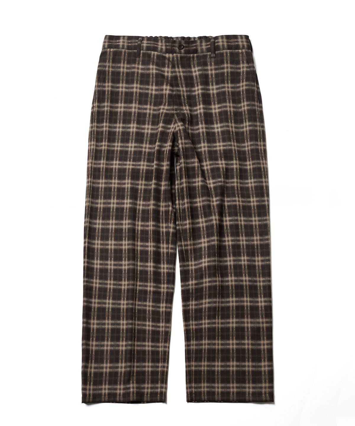 에스파이(ESFAI) DRAPED PLAID WIDE PANTS (BROWN)