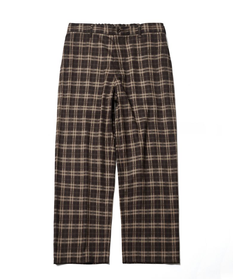 DRAPED PLAID WIDE PANTS (BROWN)