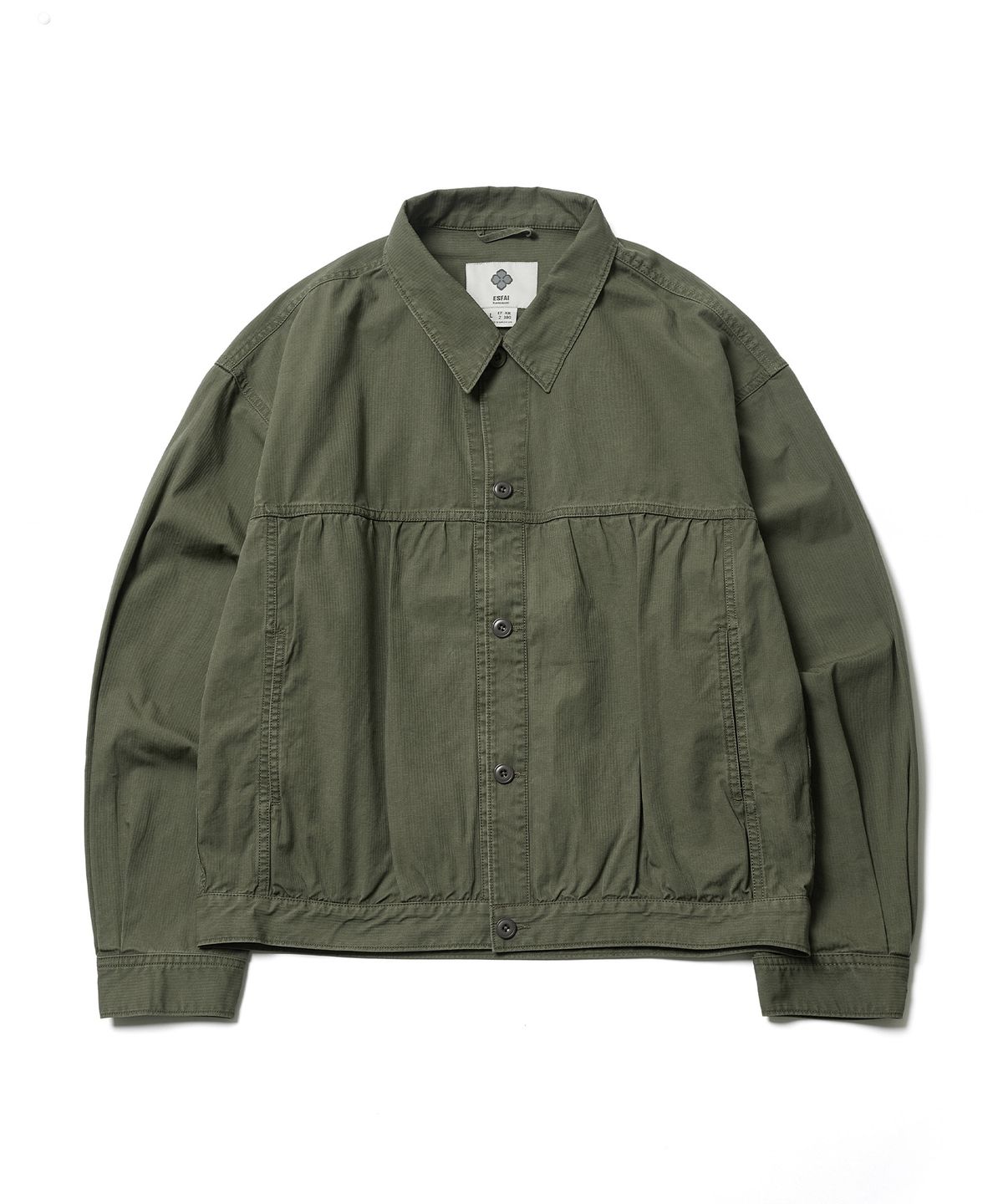 에스파이(ESFAI) SHIRRING TRUCKER JACKET (OLIVE)