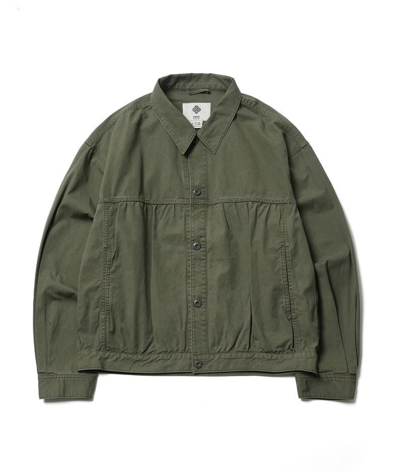 SHIRRING TRUCKER JACKET (OLIVE)