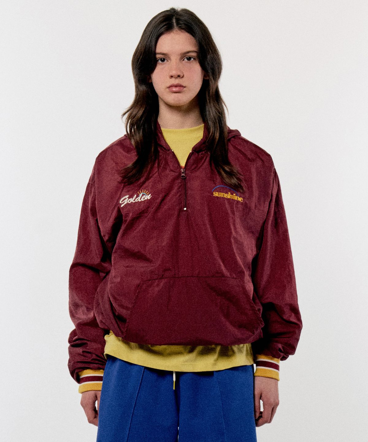골든선샤인(GOLDEN SUNSHINE) WINDBREAKER ANORAK HOODIE_RED BURGUNDY