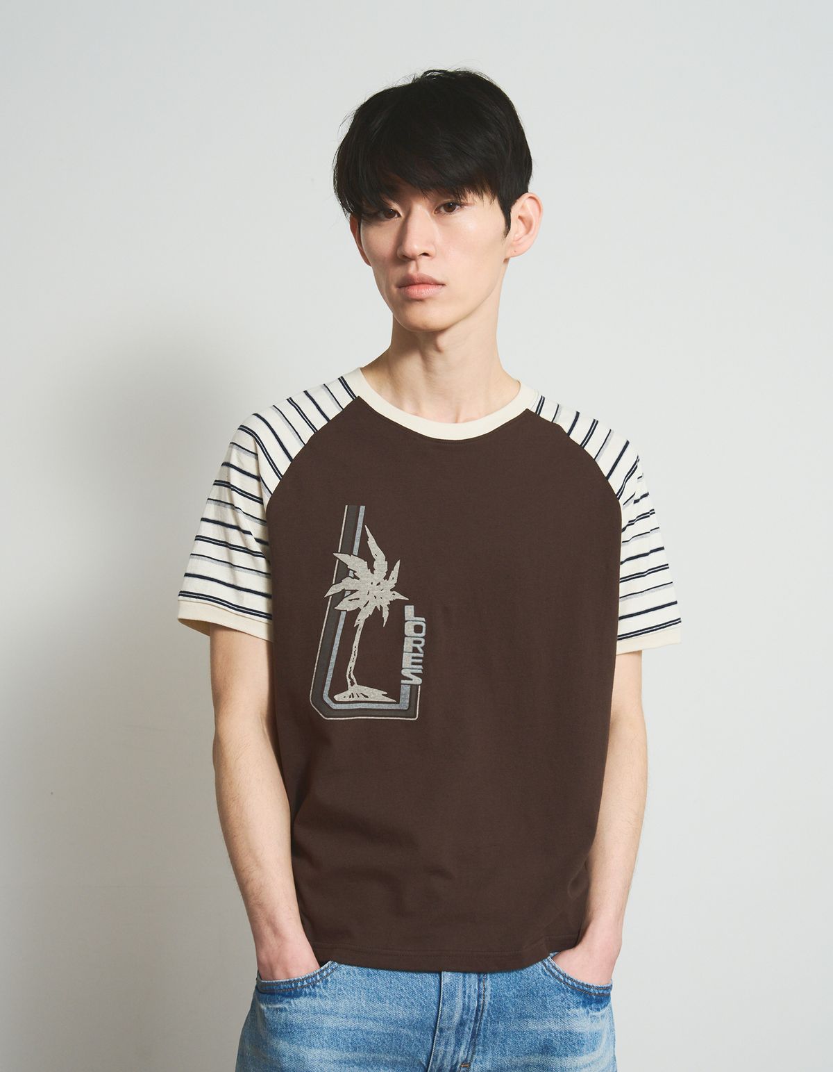 로어즈(LORES) Raglan Paneled Tee - Brown