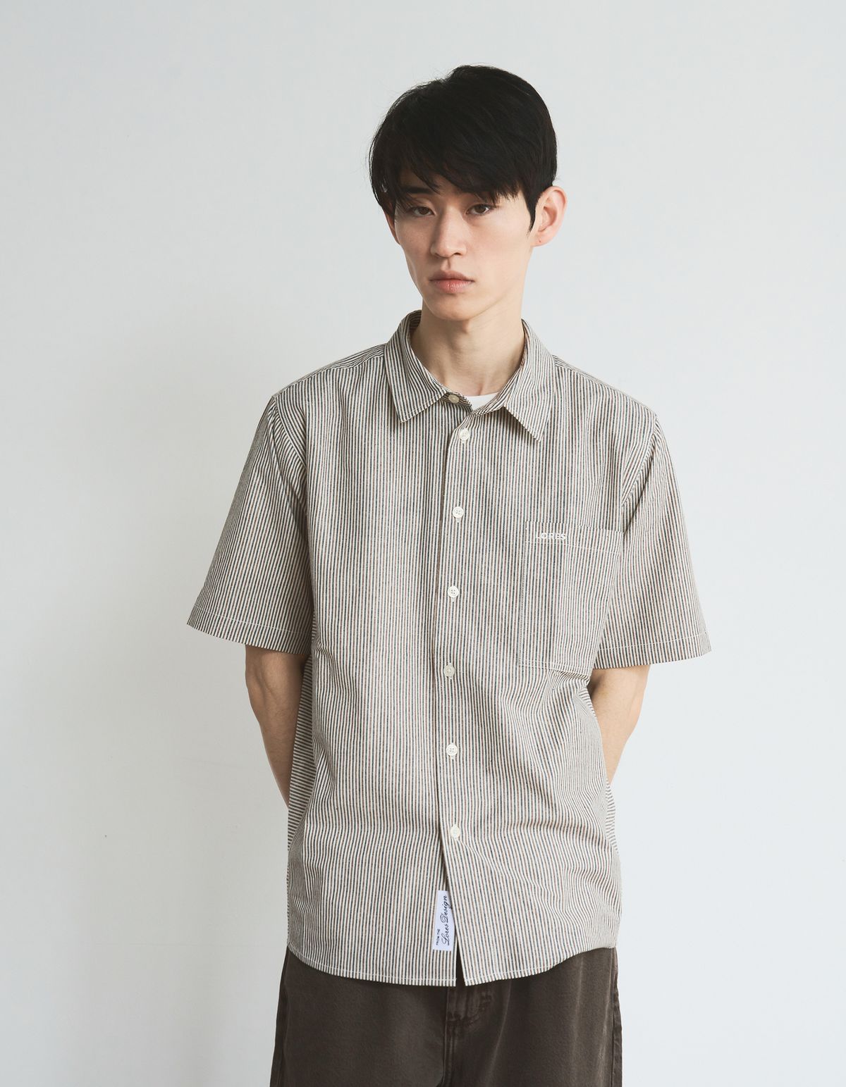로어즈(LORES) Paneled S/S Shirts - Navy