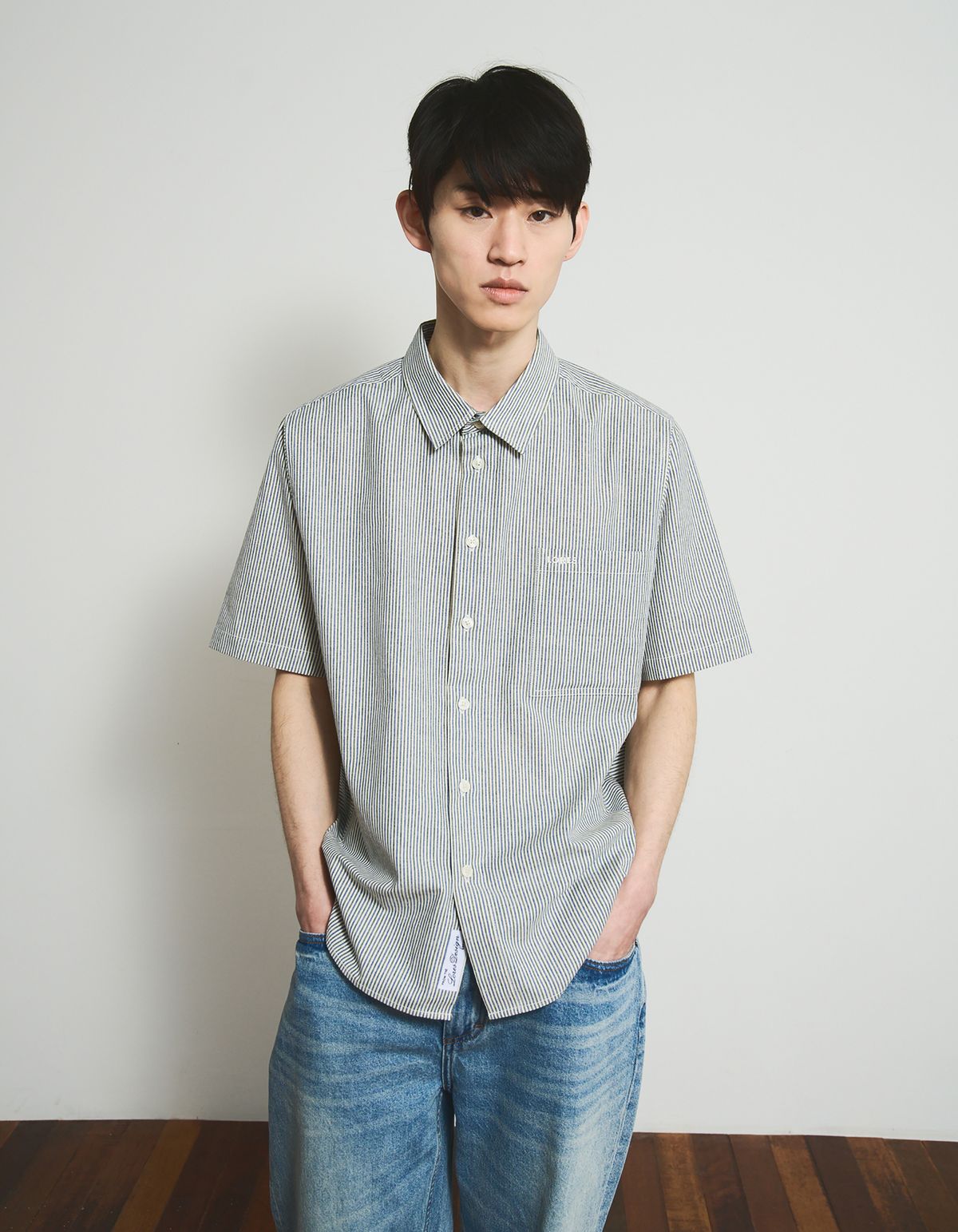 로어즈(LORES) Paneled S/S Shirts - Green