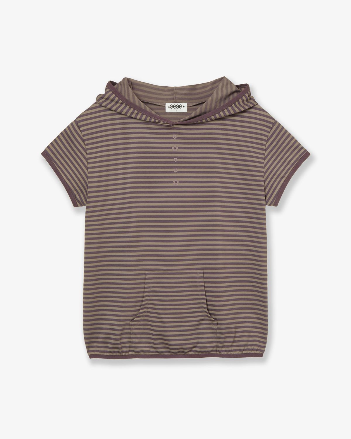 에이이에이이(AEAE) STRIPE HALF SLEEVE HOODIE [PURPLE]