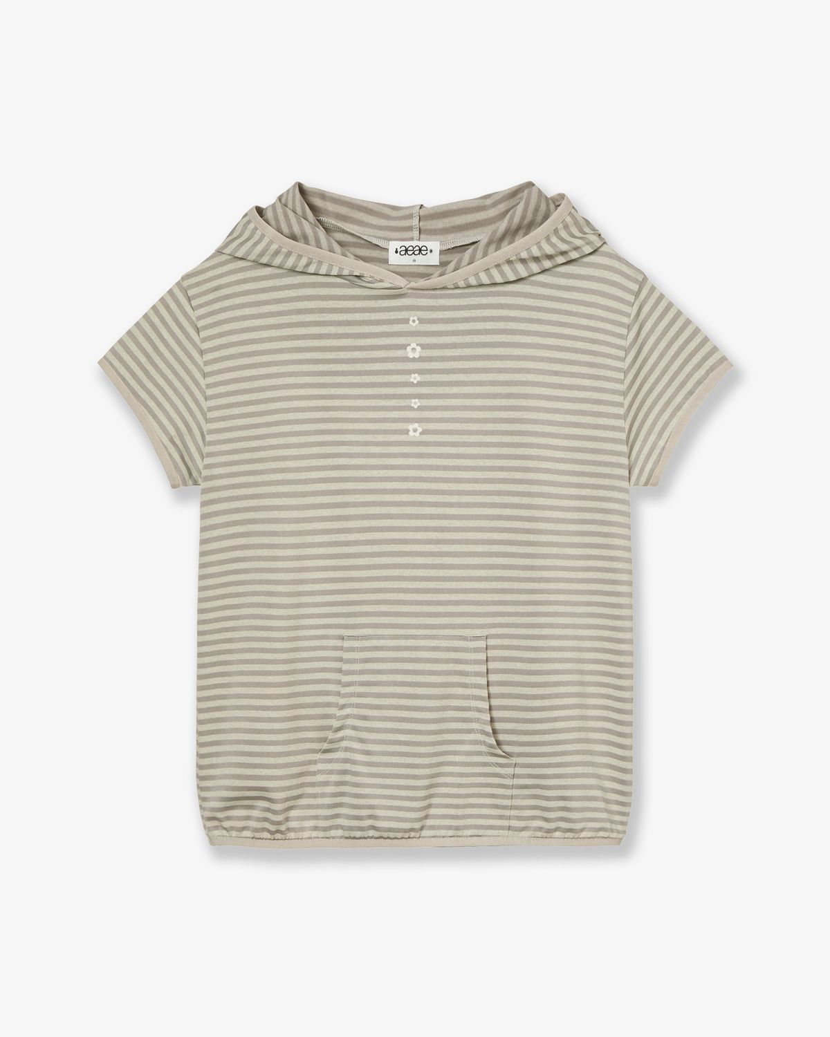 에이이에이이(AEAE) STRIPE HALF SLEEVE HOODIE [BEIGE]