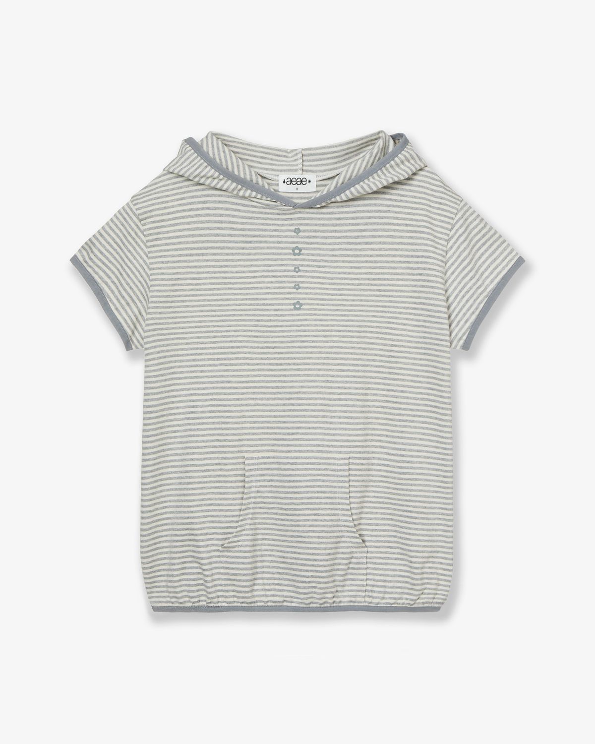 에이이에이이(AEAE) STRIPE HALF SLEEVE HOODIE [GREY]